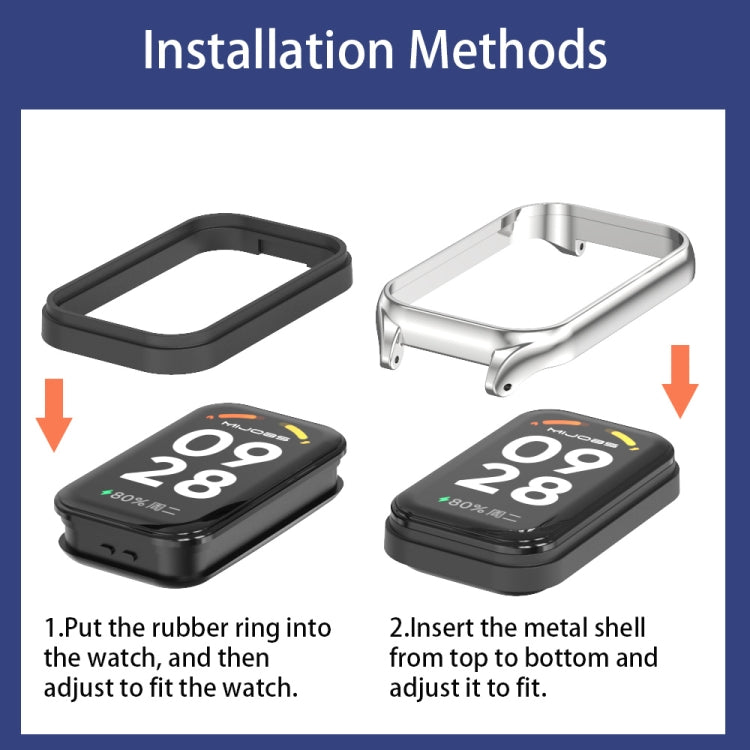 Mijobs Metal Shell Ocean Silicone Watch Band, For Xiaomi Smart Band 8 Active / Redmi Band 2