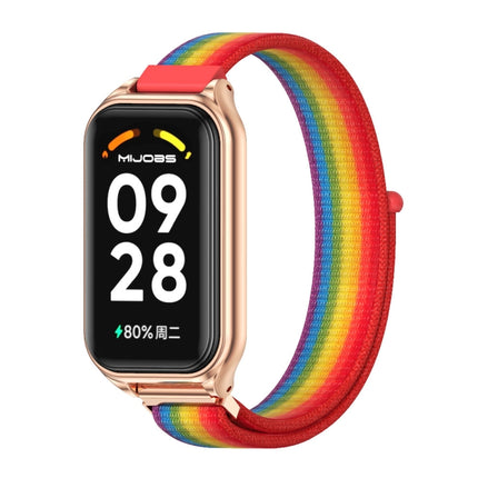 Mijobs Metal Shell Breathable Nylon Loop Watch Band, For Xiaomi Smart Band 8 Active / Redmi Band 2