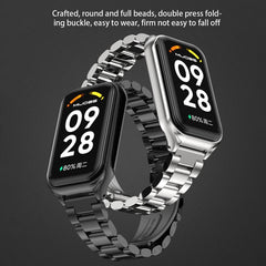 Mijobs Metal Shell + Three-Bead Stainless Steel Watch Band, For Xiaomi Smart Band 8 Active / Redmi Band 2