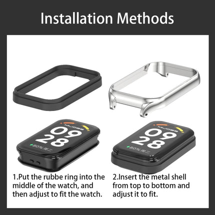 Mijobs Metal Shell + Three-Bead Stainless Steel Watch Band