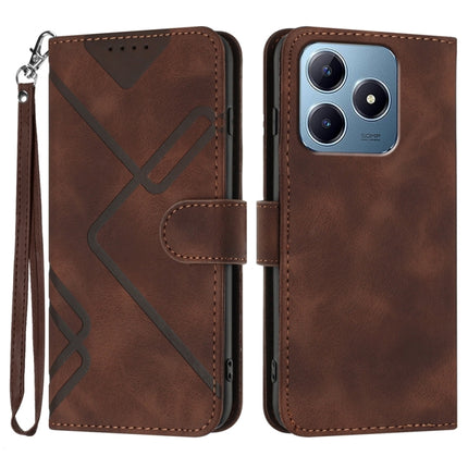 Line Pattern Skin Feel Leather Phone Case, For Realme GT 6 / GT 6T, For Realme C63 / C61 Global, For Realme  12 Lite / C67 4G Global, For Realme GT5 Pro