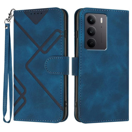 Line Pattern Skin Feel Leather Phone Case, For Realme 14 Pro+, For Realme 14 Pro, For Realme 14x Global, For Realme C75 Global