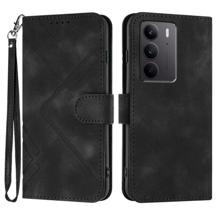 Line Pattern Skin Feel Leather Phone Case, For Realme 14 Pro+, For Realme 14 Pro, For Realme 14x Global, For Realme C75 Global