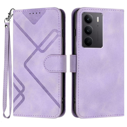 Line Pattern Skin Feel Leather Phone Case, For Realme 14 Pro+, For Realme 14 Pro, For Realme 14x Global, For Realme C75 Global