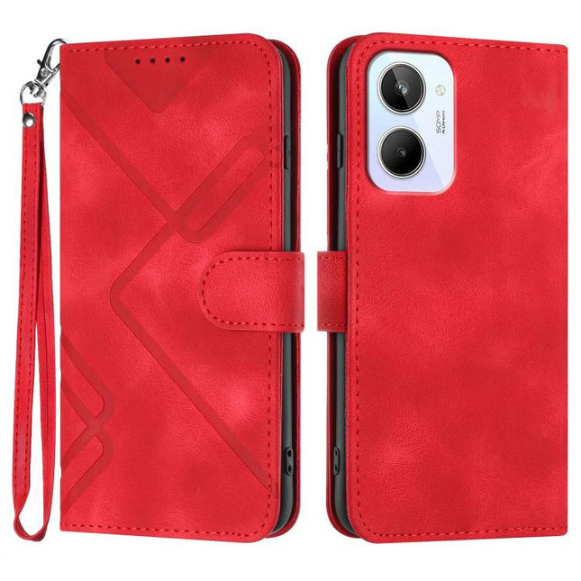Line Pattern Skin Feel Leather Phone Case, For Realme 10 4G, For Realme V23, For Realme 9 Pro+, For Realme C20 / C11 2021 / C21