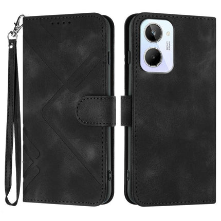 Line Pattern Skin Feel Leather Phone Case, For Realme 10 Pro, For Realme 10 Pro+, For Realme 10 4G, For Realme V23