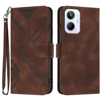 Line Pattern Skin Feel Leather Phone Case, For Realme 10 Pro, For Realme 10 Pro+, For Realme 10 4G, For Realme V23