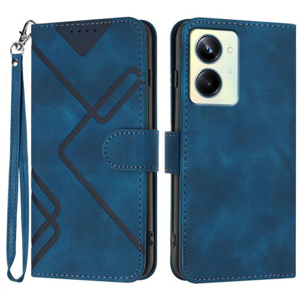 Line Pattern Skin Feel Leather Phone Case, For Realme 10 Pro, For Realme 10 Pro+, For Realme 10 4G, For Realme V23