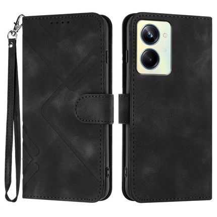 Line Pattern Skin Feel Leather Phone Case, For Realme 10 Pro, For Realme 10 Pro+, For Realme 10 4G, For Realme V23