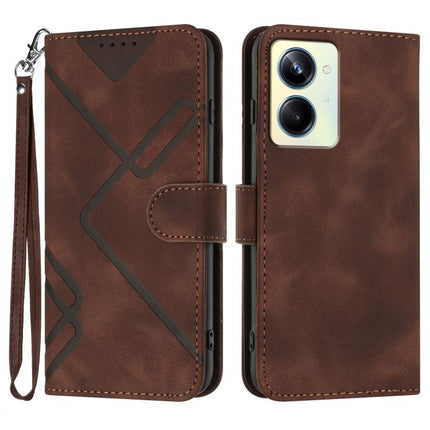 Line Pattern Skin Feel Leather Phone Case, For Realme 10 Pro, For Realme 10 Pro+, For Realme 10 4G, For Realme V23