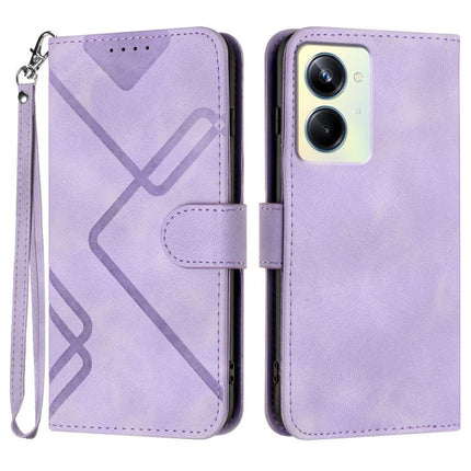 Line Pattern Skin Feel Leather Phone Case, For Realme 10 Pro, For Realme 10 Pro+, For Realme 10 4G, For Realme V23