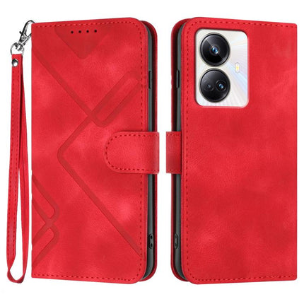 Line Pattern Skin Feel Leather Phone Case, For Realme 10 Pro, For Realme 10 Pro+, For Realme 10 4G, For Realme V23