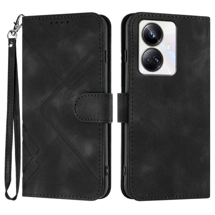 Line Pattern Skin Feel Leather Phone Case, For Realme 10 Pro, For Realme 10 Pro+, For Realme 10 4G, For Realme V23