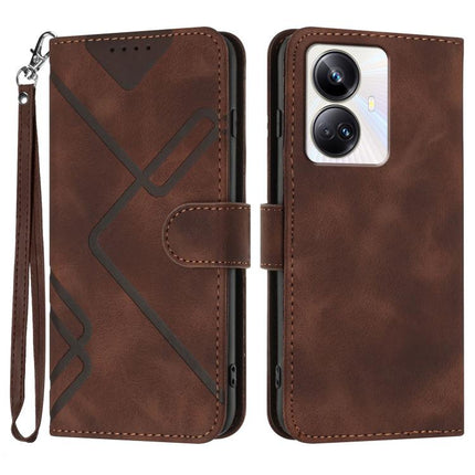 Line Pattern Skin Feel Leather Phone Case, For Realme 10 Pro, For Realme 10 Pro+, For Realme 10 4G, For Realme V23
