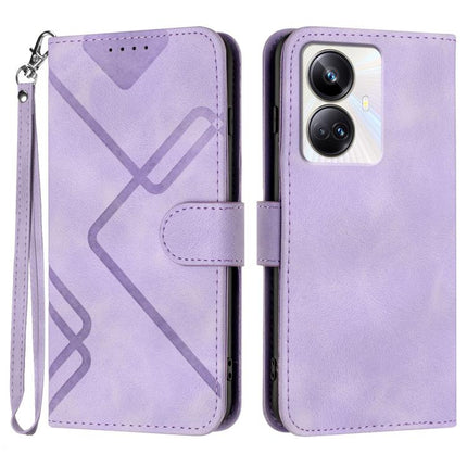 Line Pattern Skin Feel Leather Phone Case, For Realme 10 Pro, For Realme 10 Pro+, For Realme 10 4G, For Realme V23
