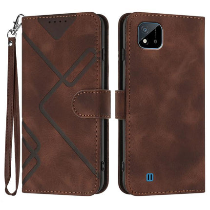 Line Pattern Skin Feel Leather Phone Case, For Realme 9 Pro+, For Realme C20 / C11 2021 / C21, For Realme Narzo 30A/C25/C25s, For Realme 8 4G / 8 Pro