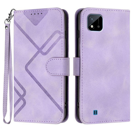 Line Pattern Skin Feel Leather Phone Case, For Realme 9 Pro+, For Realme C20 / C11 2021 / C21, For Realme Narzo 30A/C25/C25s, For Realme 8 4G / 8 Pro