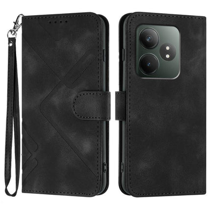 Line Pattern Skin Feel Leather Phone Case, For Realme GT 6 / GT 6T, For Realme C63 / C61 Global, For Realme  12 Lite / C67 4G Global, For Realme GT5 Pro