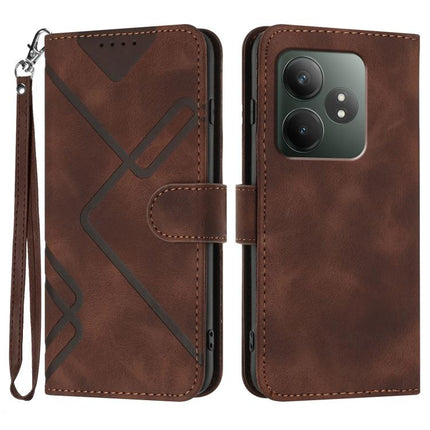 Line Pattern Skin Feel Leather Phone Case, For Realme GT 6 / GT 6T, For Realme C63 / C61 Global, For Realme  12 Lite / C67 4G Global, For Realme GT5 Pro