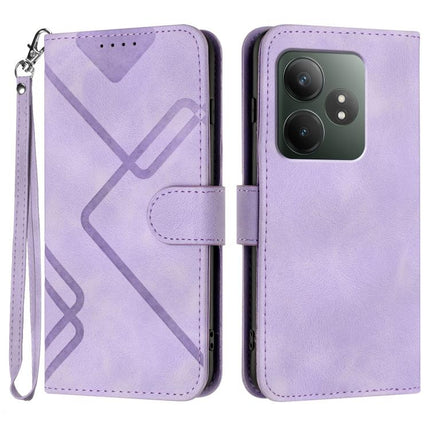 Line Pattern Skin Feel Leather Phone Case, For Realme GT 6 / GT 6T, For Realme C63 / C61 Global, For Realme  12 Lite / C67 4G Global, For Realme GT5 Pro