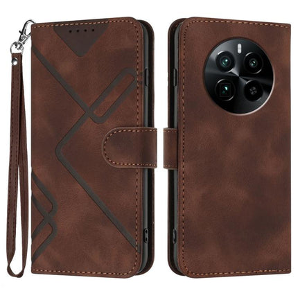 Line Pattern Skin Feel Leather Phone Case, For Realme GT 6 / GT 6T, For Realme C63 / C61 Global, For Realme  12 Lite / C67 4G Global, For Realme GT5 Pro