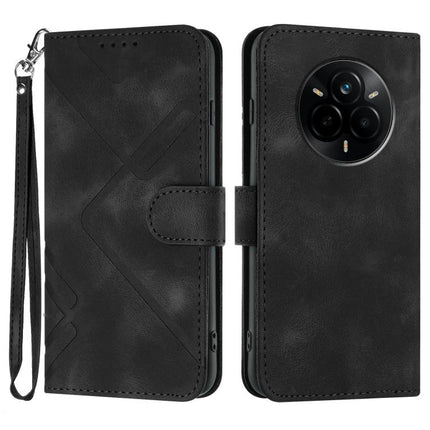 Line Pattern Skin Feel Leather Phone Case, For Realme P3 Ultra 5G, For Realme P3 Pro, For Realme 14 Pro+, For Realme 14 Pro