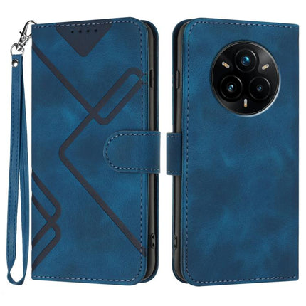 Line Pattern Skin Feel Leather Phone Case, For Realme P3 Ultra 5G, For Realme P3 Pro, For Realme 14 Pro+, For Realme 14 Pro