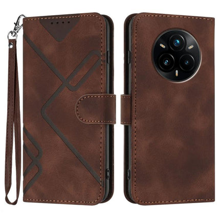 Line Pattern Skin Feel Leather Phone Case, For Realme P3 Ultra 5G, For Realme P3 Pro, For Realme 14 Pro+, For Realme 14 Pro