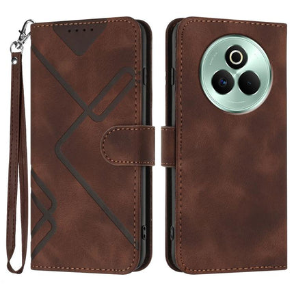 Line Pattern Skin Feel Leather Phone Case, For Realme P3 Ultra 5G, For Realme P3 Pro, For Realme 14 Pro+, For Realme 14 Pro