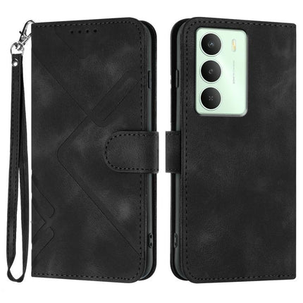 Line Pattern Skin Feel Leather Phone Case, For Realme 14 Pro+, For Realme 14 Pro, For Realme 14x Global, For Realme C75 Global