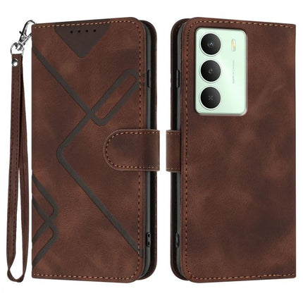 Line Pattern Skin Feel Leather Phone Case, For Realme 14 Pro+, For Realme 14 Pro, For Realme 14x Global, For Realme C75 Global
