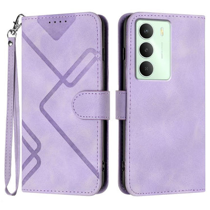 Line Pattern Skin Feel Leather Phone Case, For Realme 14 Pro+, For Realme 14 Pro, For Realme 14x Global, For Realme C75 Global