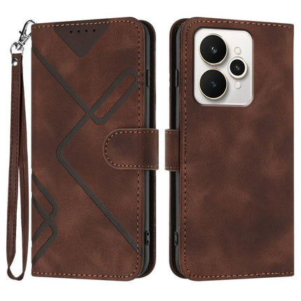 Line Pattern Skin Feel Leather Phone Case, For Realme C71 India, For Realme 15 5G / Realme 15 Pro 5G, For Realme GT 7 India, For Realme 14 / P3 5G Global