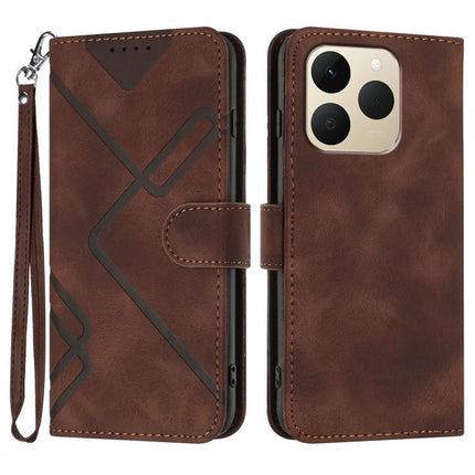 Line Pattern Skin Feel Leather Phone Case, For Realme 15x 5G India / Realme C85 5G, For Realme P4 Pro 5G, For Realme P4 5G, For Realme 15T 5G