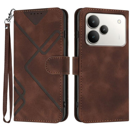 Line Pattern Skin Feel Leather Phone Case, For Realme 15x 5G India / Realme C85 5G, For Realme P4 Pro 5G, For Realme P4 5G, For Realme 15T 5G