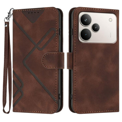 Line Pattern Skin Feel Leather Phone Case, For Realme 15x 5G India / Realme C85 5G, For Realme P4 Pro 5G, For Realme P4 5G, For Realme 15T 5G