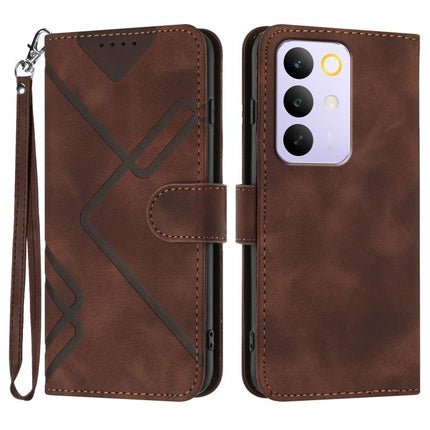 Line Pattern Skin Feel Leather Phone Case, For Realme 15x 5G India / Realme C85 5G, For Realme P4 Pro 5G, For Realme P4 5G, For Realme 15T 5G
