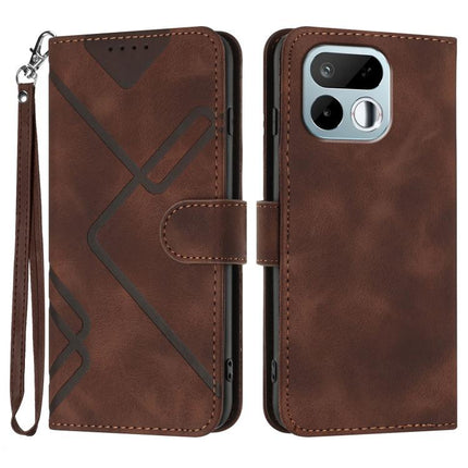 Line Pattern Skin Feel Leather Phone Case, For Realme 16T 5G, For Realme C100 4G, For Realme 15x 5G India / Realme C85 5G, For Realme P4 Pro 5G