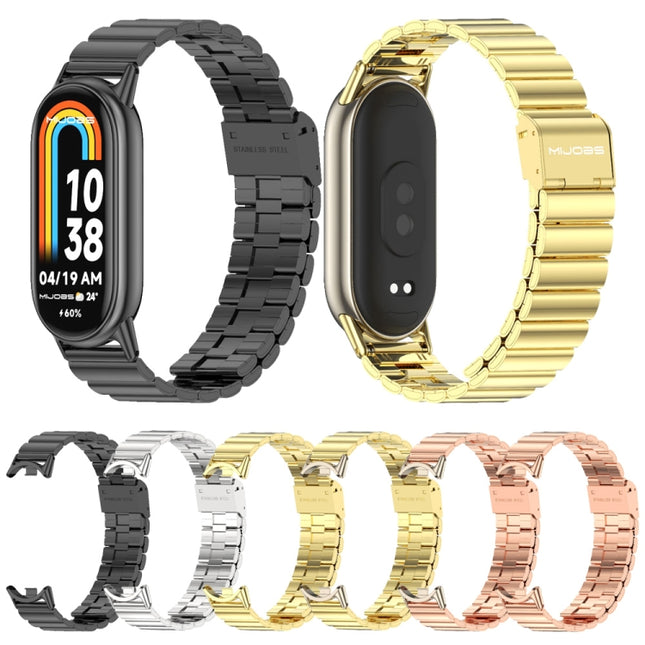Mijobs Bamboo Buckle Stainless Steel Watch Band, For Xiaomi Smart Band 10 / 9 / 8