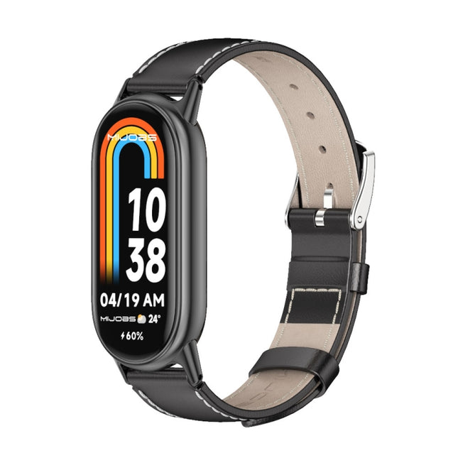 Mijobs Genuine Leather Watch Band, For Xiaomi Smart Band 10 / 9 / 8