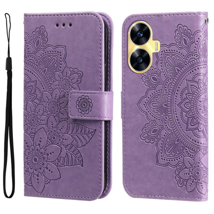 Seven-petal Flowers Embossing Leather Phone Case, For Realme 11 Pro / 11 Pro+, For Realme C65 4G, For Realme GT Neo 5 5G / GT3, For Realme C55