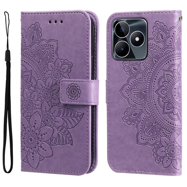 Seven-petal Flowers Embossing Leather Phone Case, For Realme C53 / Narzo N53, For Realme 11, For Realme 11 Pro / 11 Pro+, For Realme C65 4G