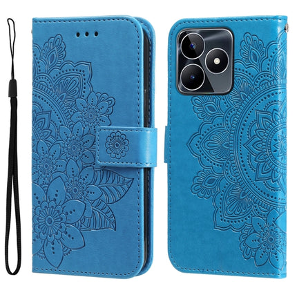 Seven-petal Flowers Embossing Leather Phone Case, For Realme C67 / 11 5G Taiwan Version, For Realme 11 4G Global, For Realme C53 / Narzo N53, For Realme 11