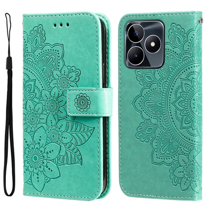 Seven-petal Flowers Embossing Leather Phone Case, For Realme C67 / 11 5G Taiwan Version, For Realme 11 4G Global, For Realme C53 / Narzo N53, For Realme 11