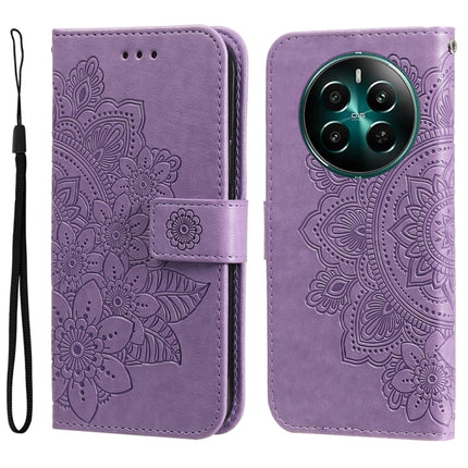 Seven-petal Flowers Embossing Leather Phone Case, For Realme 12 5G, For Realme 12+, For Realme 12 Pro+, For Realme C67 4G Global