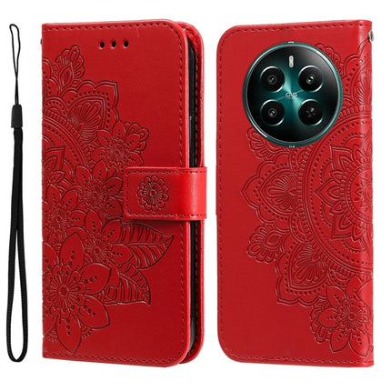 Seven-petal Flowers Embossing Leather Phone Case, For Realme 12 5G, For Realme 12+, For Realme 12 Pro+, For Realme C67 4G Global
