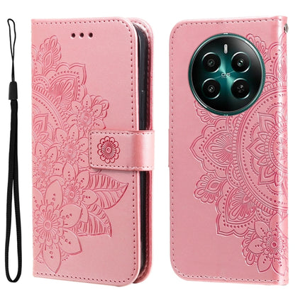 Seven-petal Flowers Embossing Leather Phone Case, For Realme 12 5G, For Realme 12+, For Realme 12 Pro+, For Realme C67 4G Global