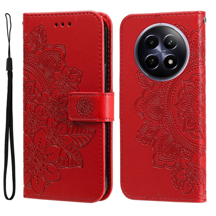 Seven-petal Flowers Embossing Leather Phone Case, For Realme 12 5G, For Realme 12+, For Realme 12 Pro+, For Realme C67 4G Global