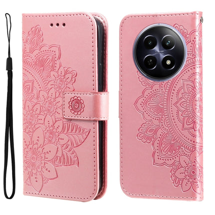 Seven-petal Flowers Embossing Leather Phone Case, For Realme 12 5G, For Realme 12+, For Realme 12 Pro+, For Realme C67 4G Global