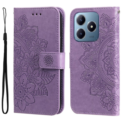 Seven-petal Flowers Embossing Leather Phone Case, For Realme 13+, For Realme 13 Pro / 13 Pro+ / P1 Pro Global, For Realme GT 6 / GT Neo6 SE, For Realme C63 / C61  / Note 60
